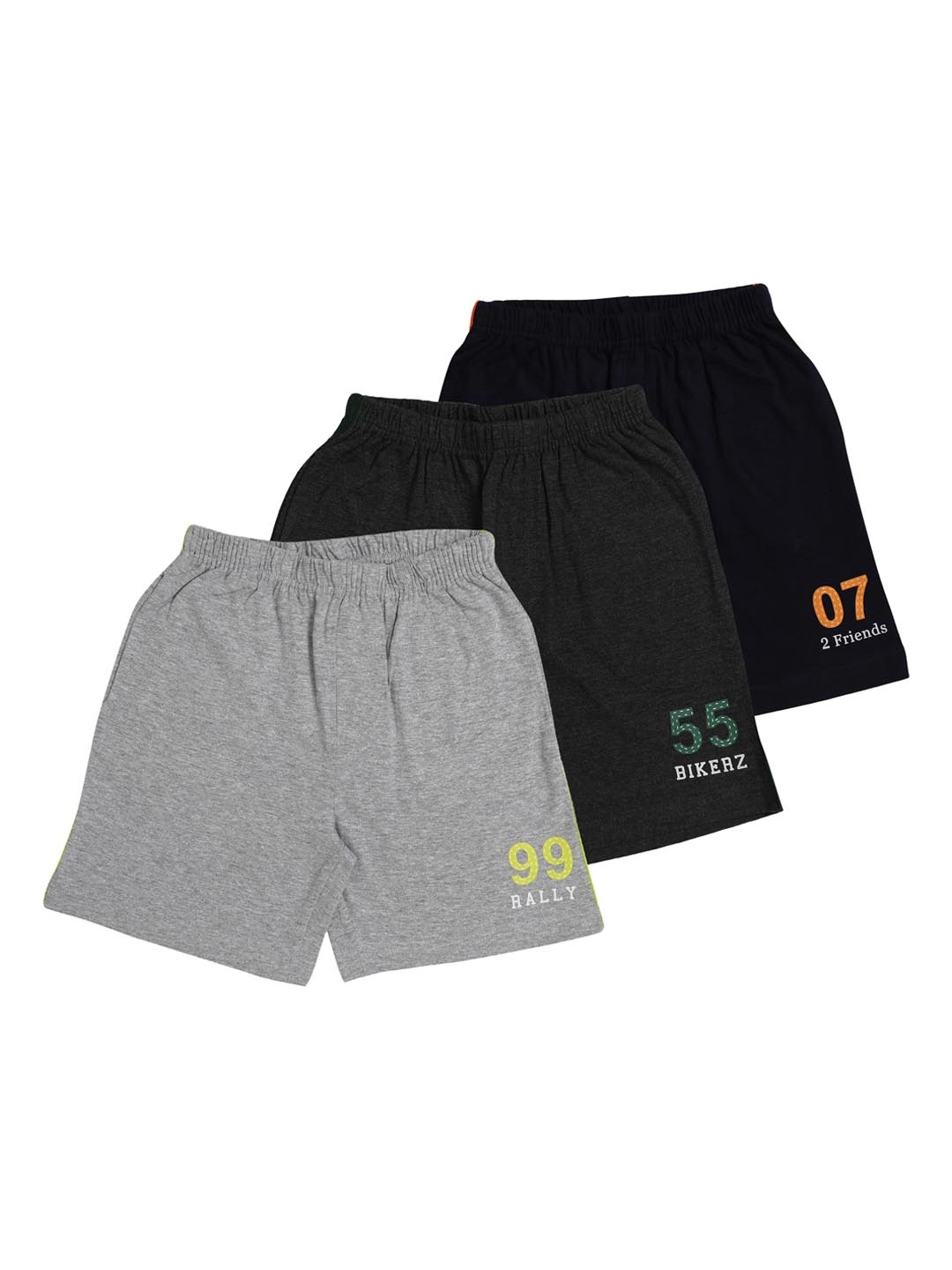 

LI'L CUPID Short For Boys Casual Printed Pure Cotton (Pack of 3), Grey