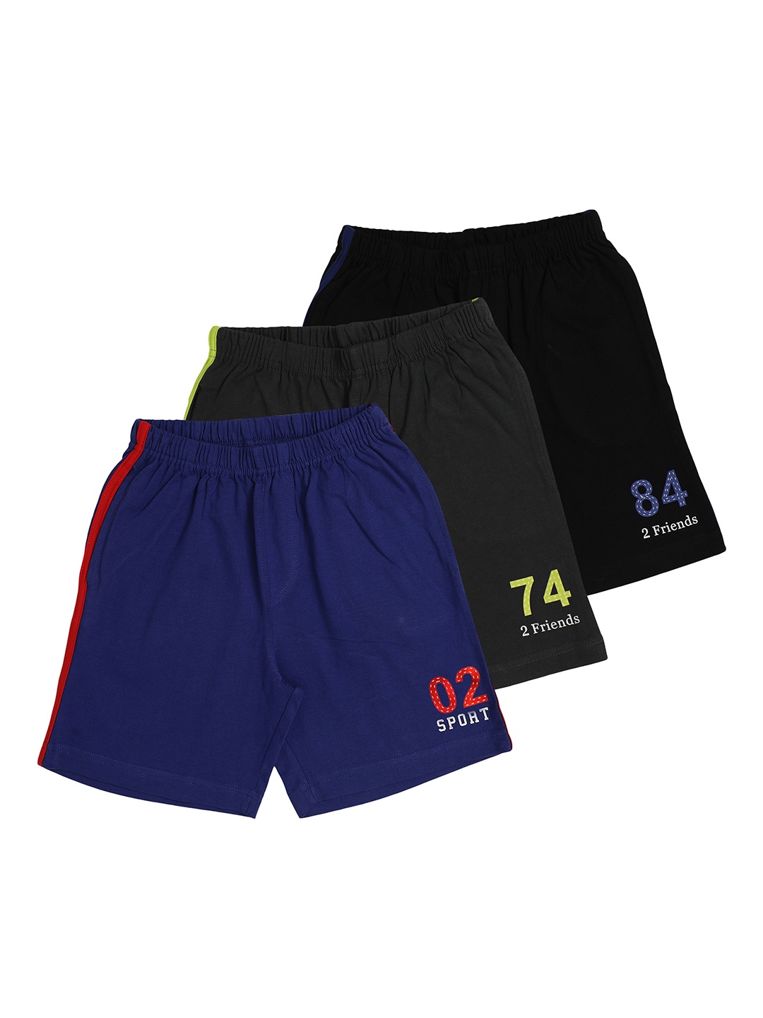 

LI'L CUPID Boys Navy Blue Black & Charcoal Pack Of 3 Casual Shorts