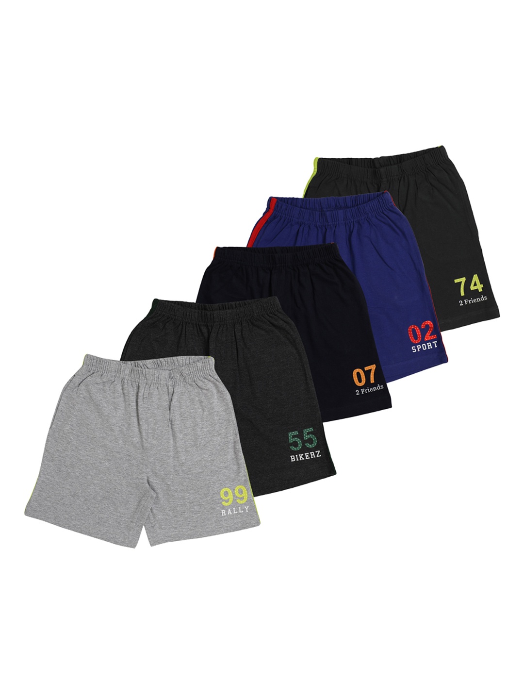 

LI'L CUPID Boys Multicoloured Sports Shorts Pack Of 5, Grey