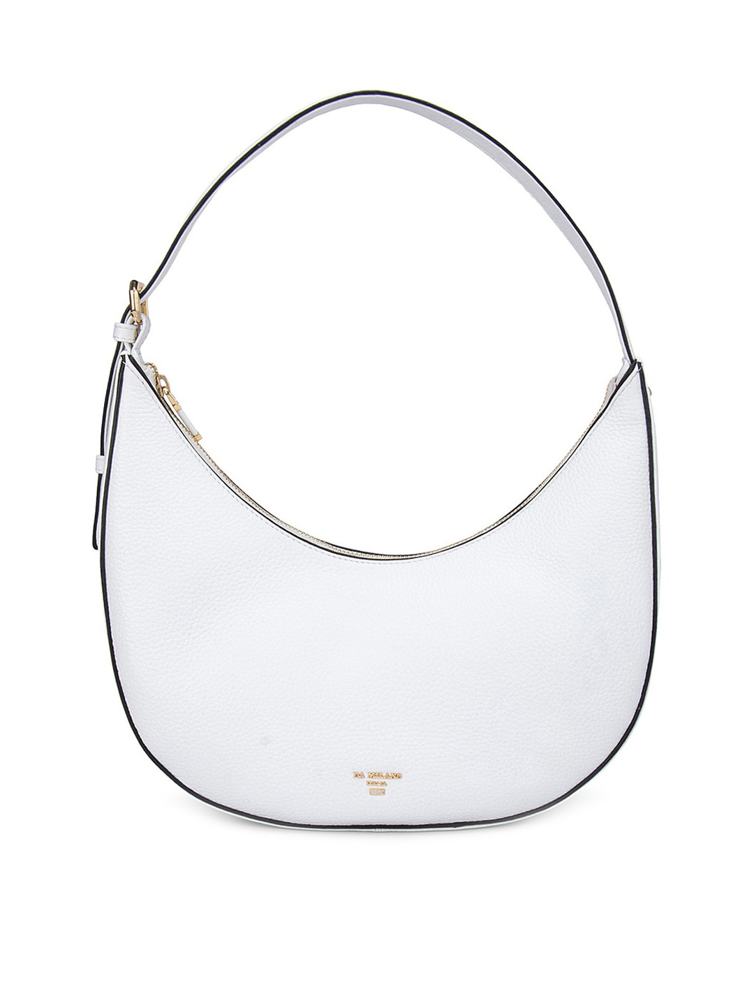 

Da Milano White Leather Half Moon Hobo Bag with Tasselled