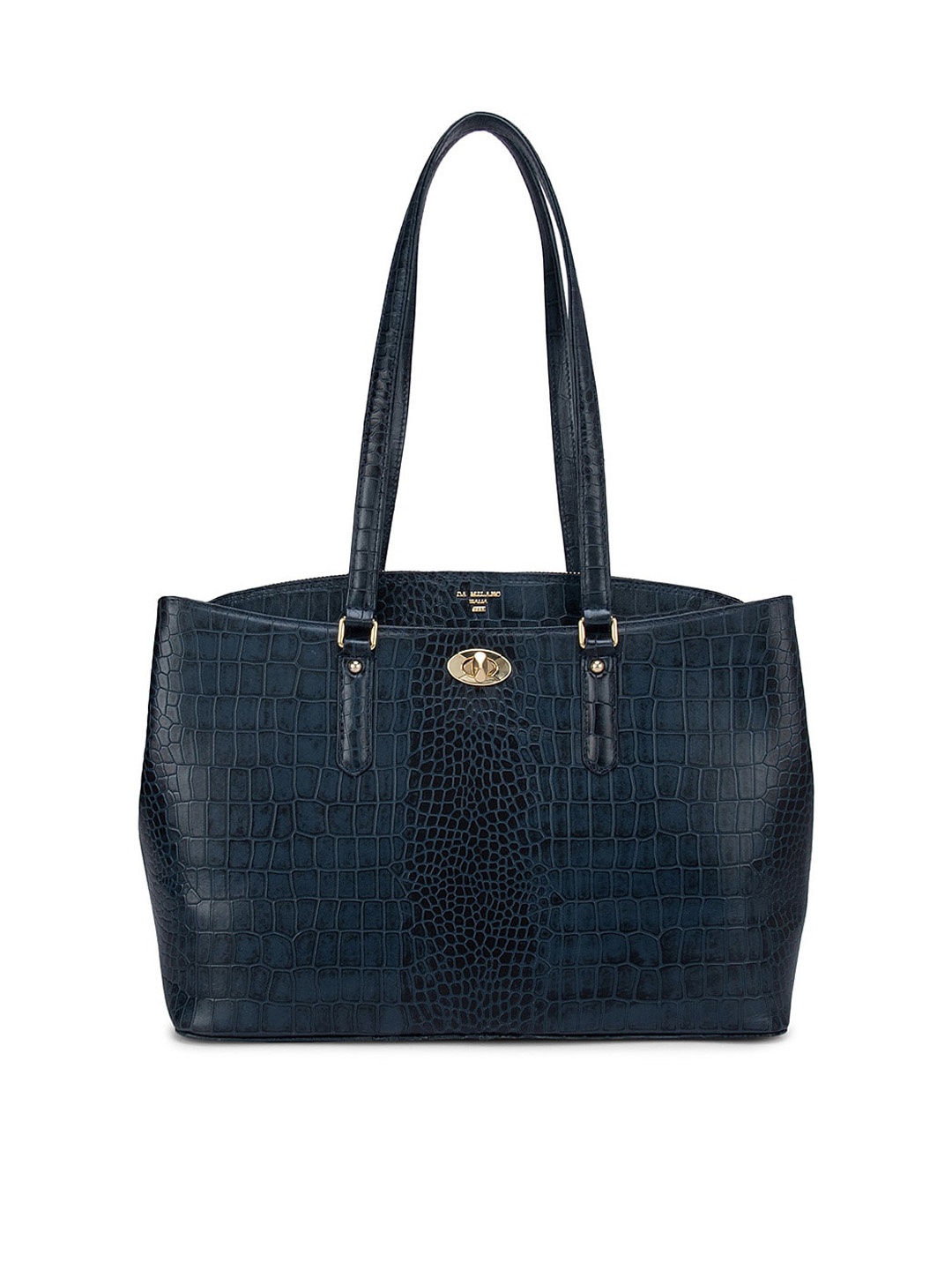

Da Milano Blue Leather Structured Shoulder Bag