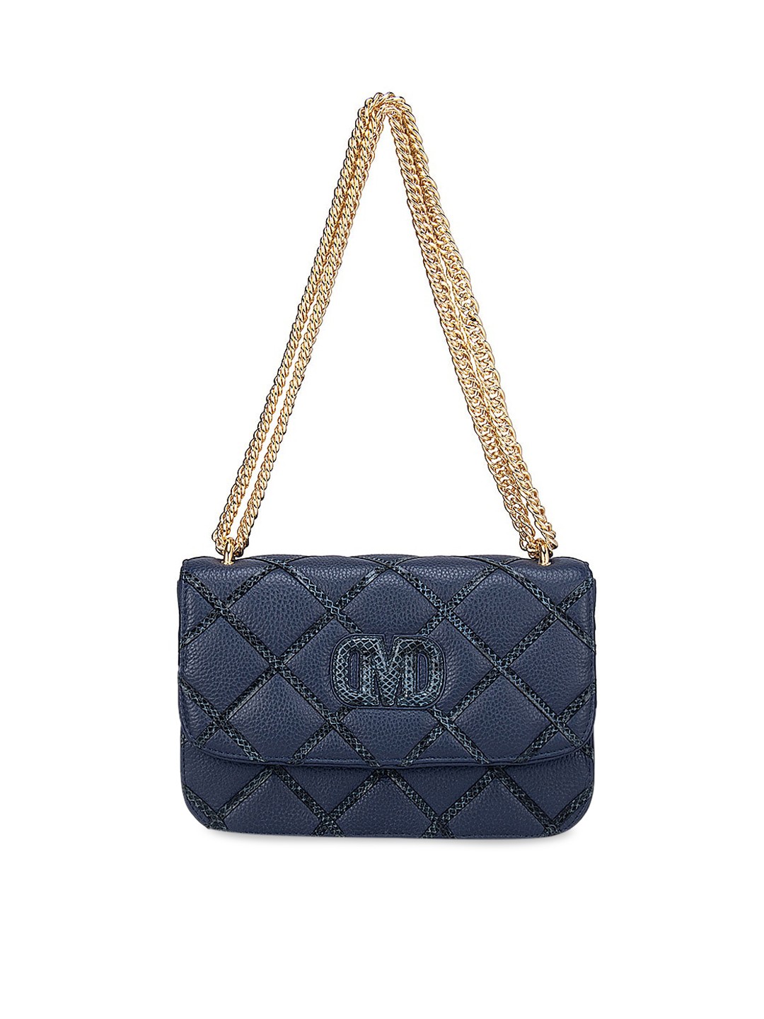 

Da Milano women's Blue Leather Structured Sling Bag with Quilted