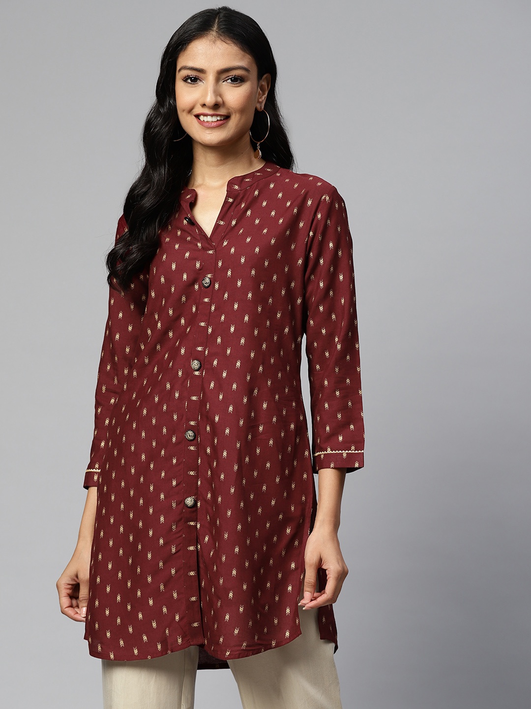 

HIGHLIGHT FASHION EXPORT Women Maroon Printed Kurta