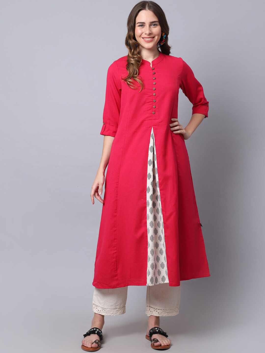 

Pistaa Women Pink Geometric Kurta