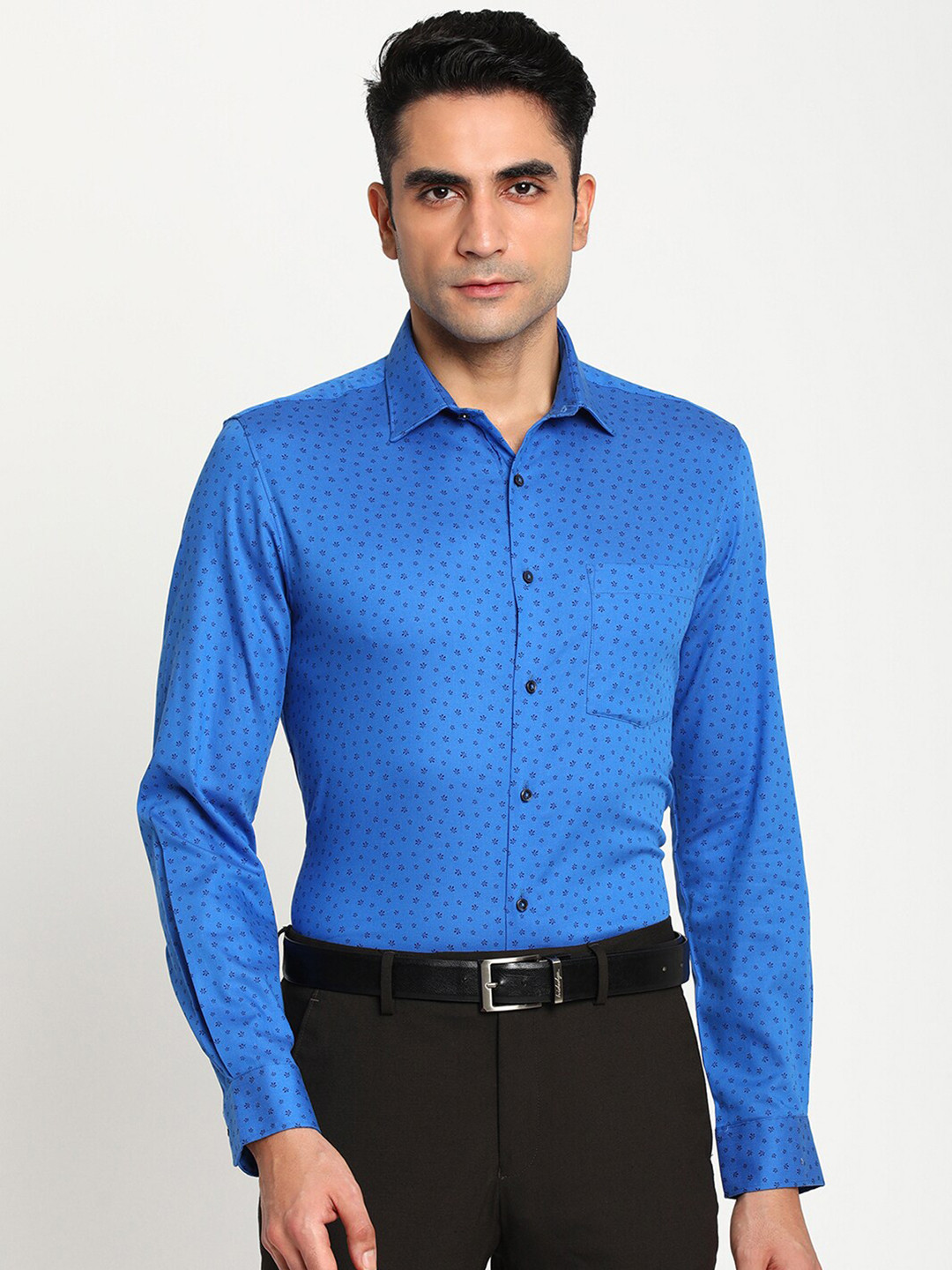 

Turtle Men Blue Slim Fit Printed Cotton Casual Shirt