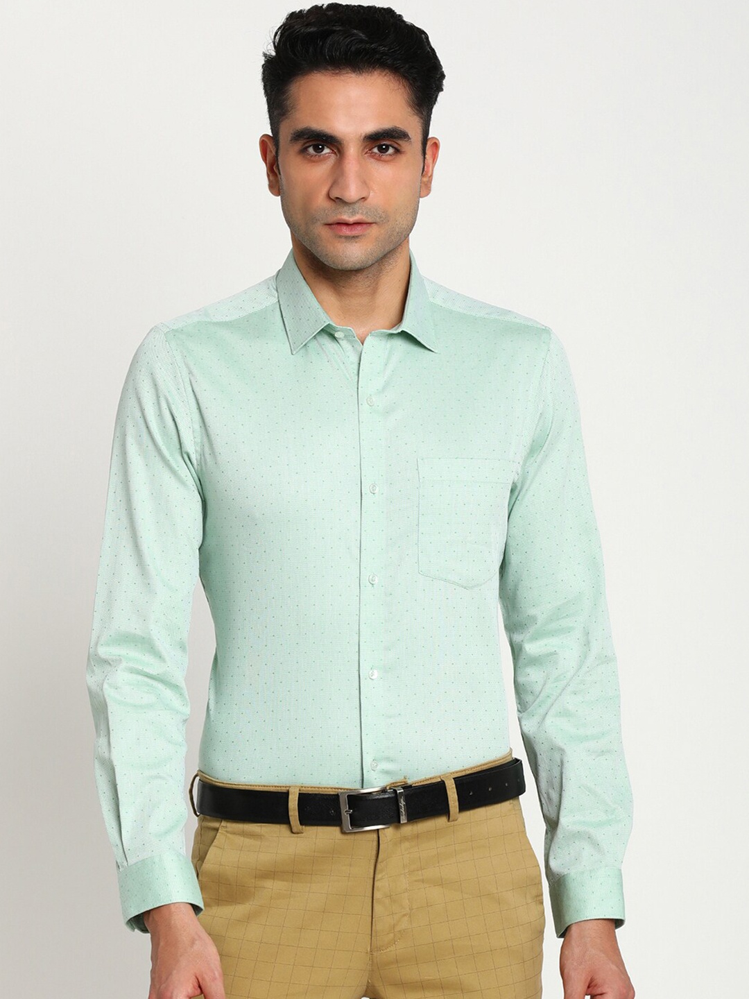 

Turtle Men Green Slim Fit 100% Cotton Casual Shirt