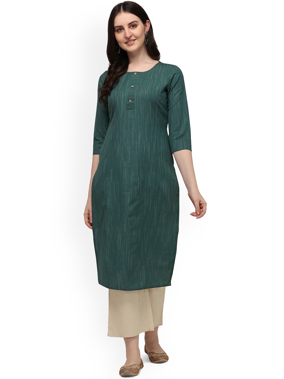 

HRITIKA Women Teal Striped Kurta