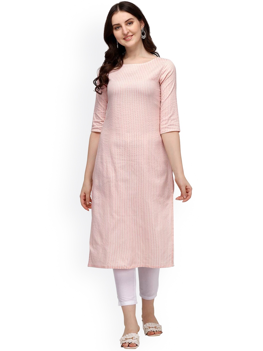 

HRITIKA Women Pink Striped Kurta