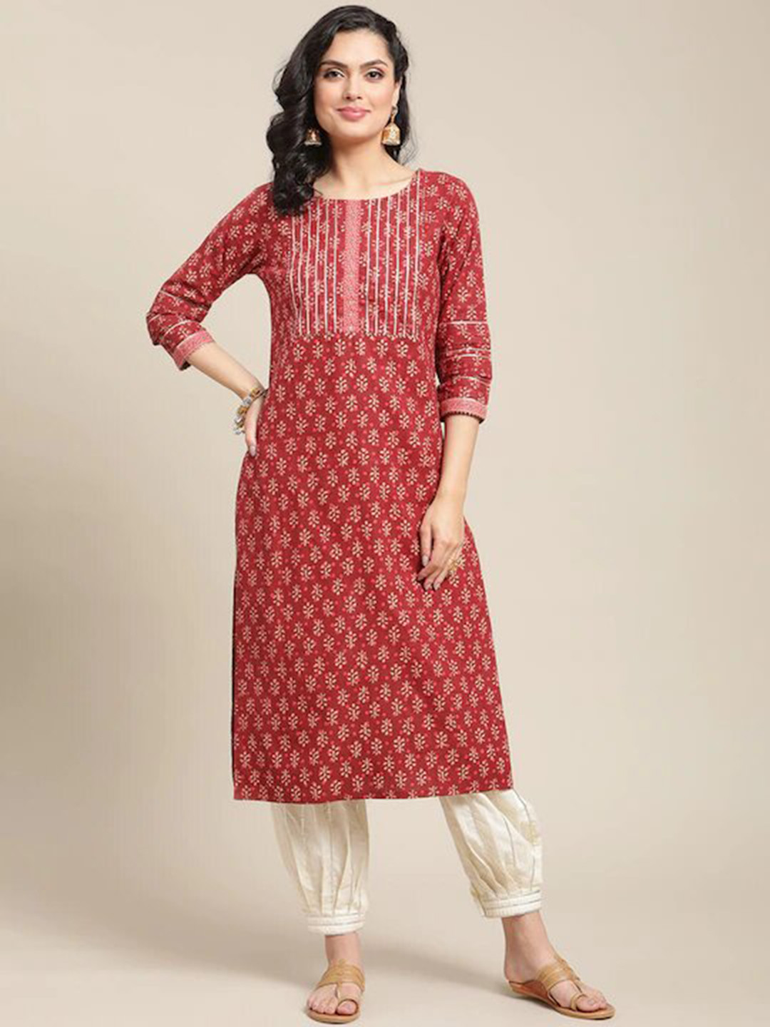 

Varanga Women Maroon Ethnic Motifs Printed Kurta