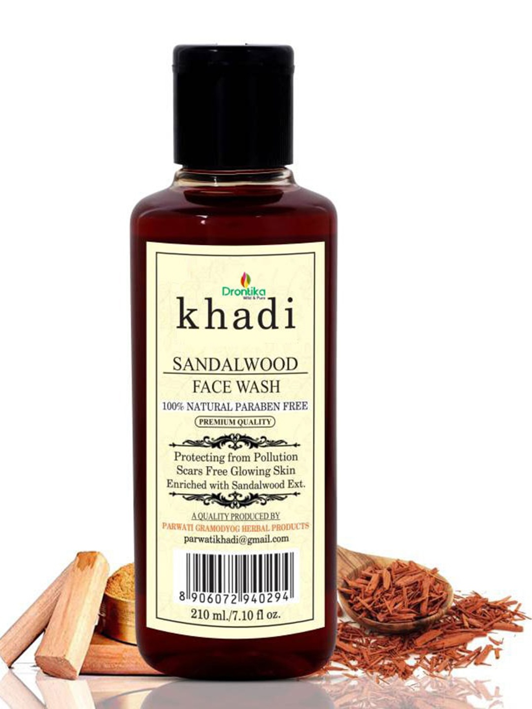 

DRONTIKA Khadi Set Of 4 100% Pure & Natural Herbal Sandalwood/Chandan Wash(840 ml), Na