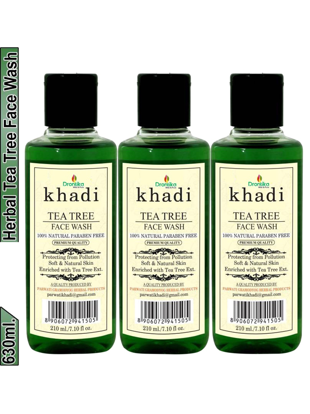 

DRONTIKA Set Of 3 Green Pure & Natural Herbal Tea Tree Face Wash 210 ml