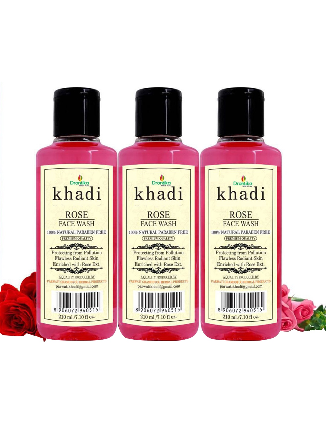 

DRONTIKA Set Of 3 Khadi 100% Pure&Herbal 630ml, Na