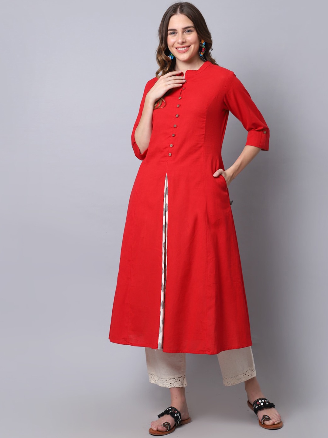 

Pistaa Women Red Thread Work Kurta