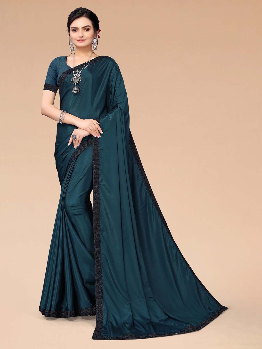 

Mitera Teal Zari Saree