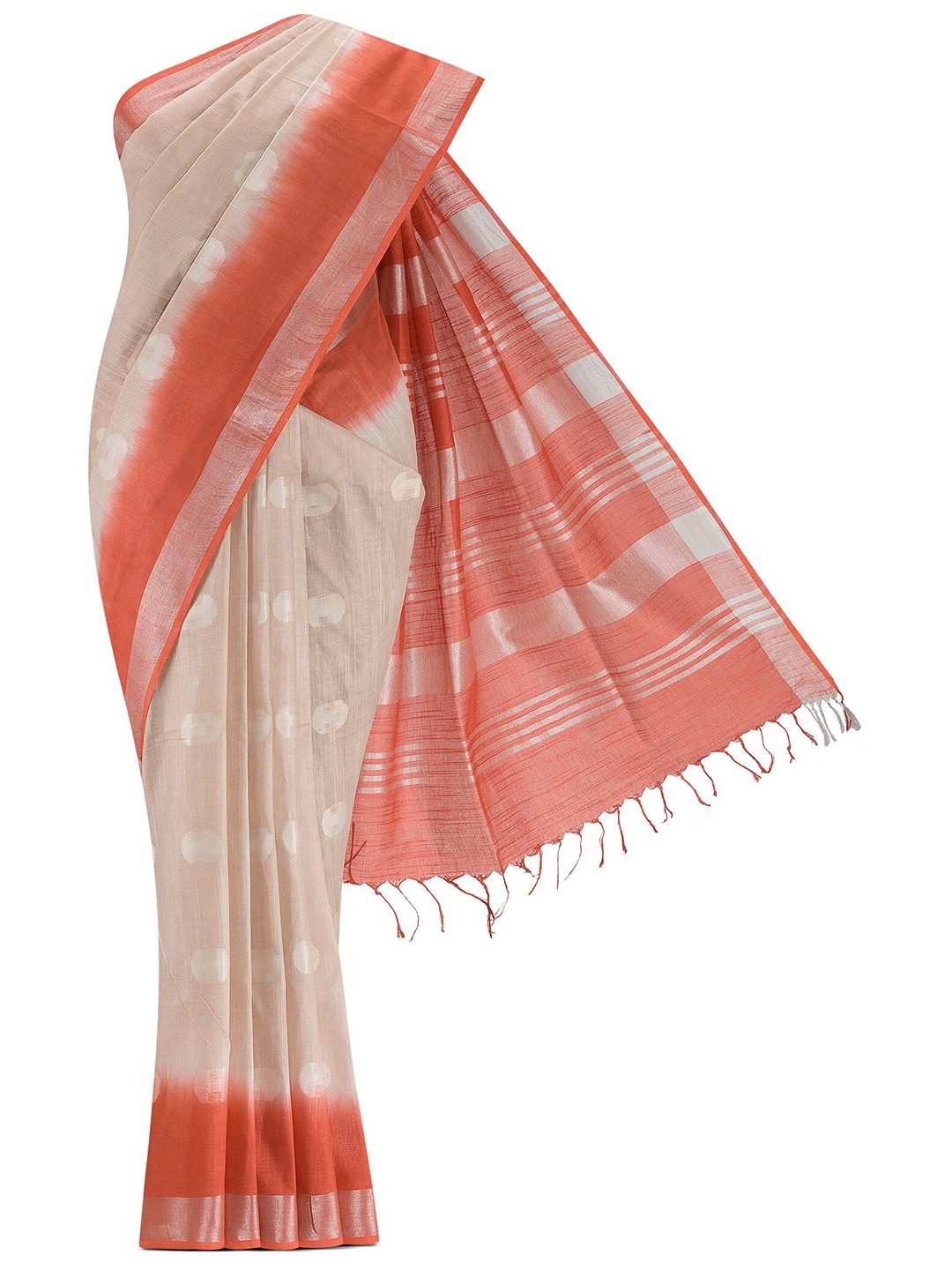 

Nalli Next Cream-Coloured & Red Woven Design Linen Blend Saree