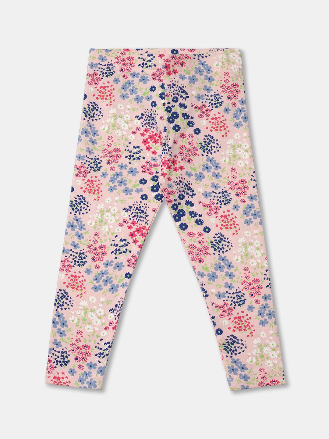 

R&B Girls Pink & Blue Printed Cotton Ankle-Length Leggings