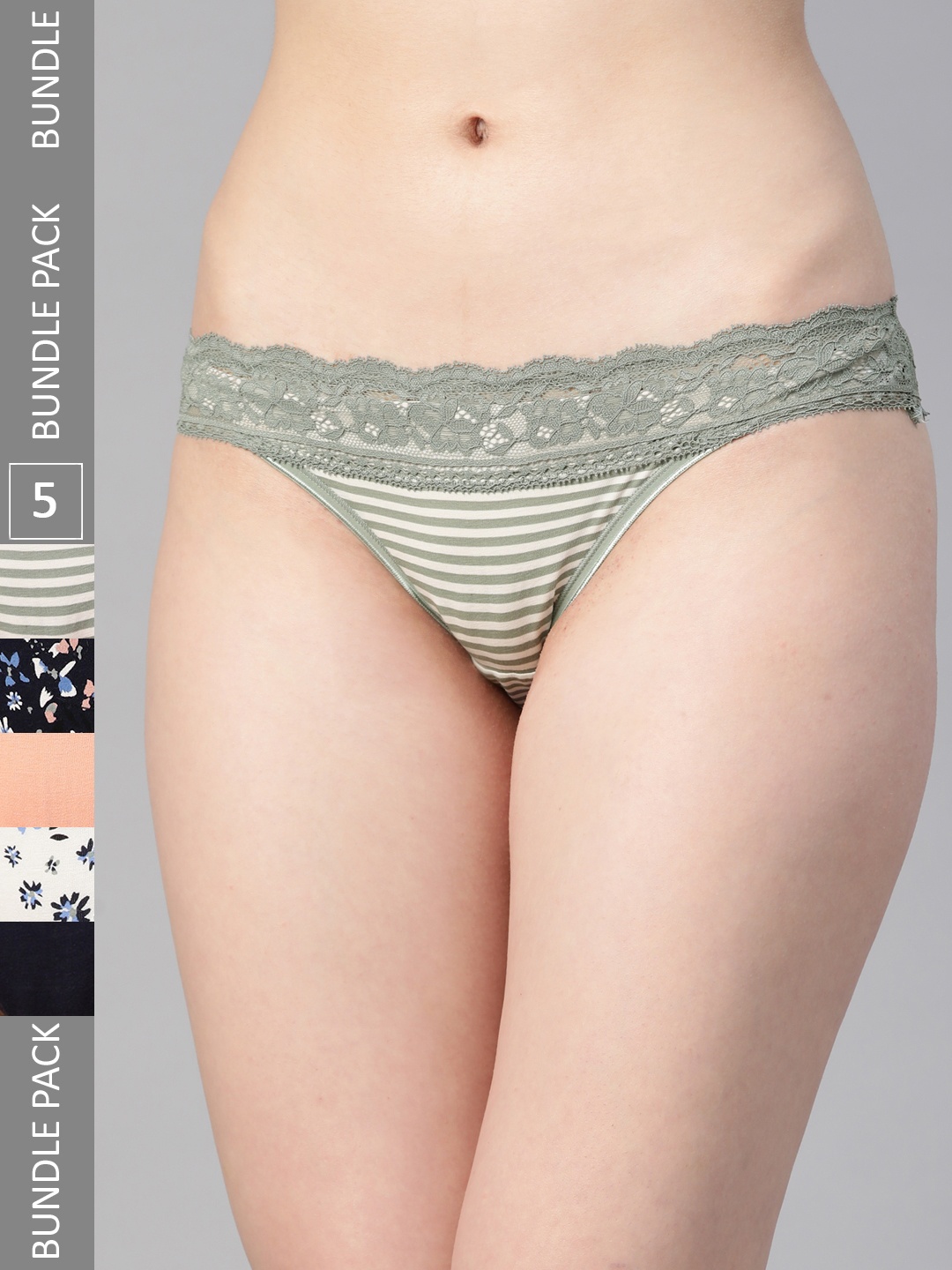 

Marks & Spencer Women Pack of 5 Printed Bikini Briefs T615553K, Navy blue