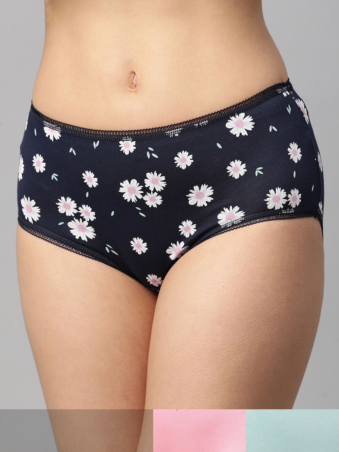 

Marks & Spencer Women Pack Of 3 High-Rise Hipster Briefs T612221K, Navy blue