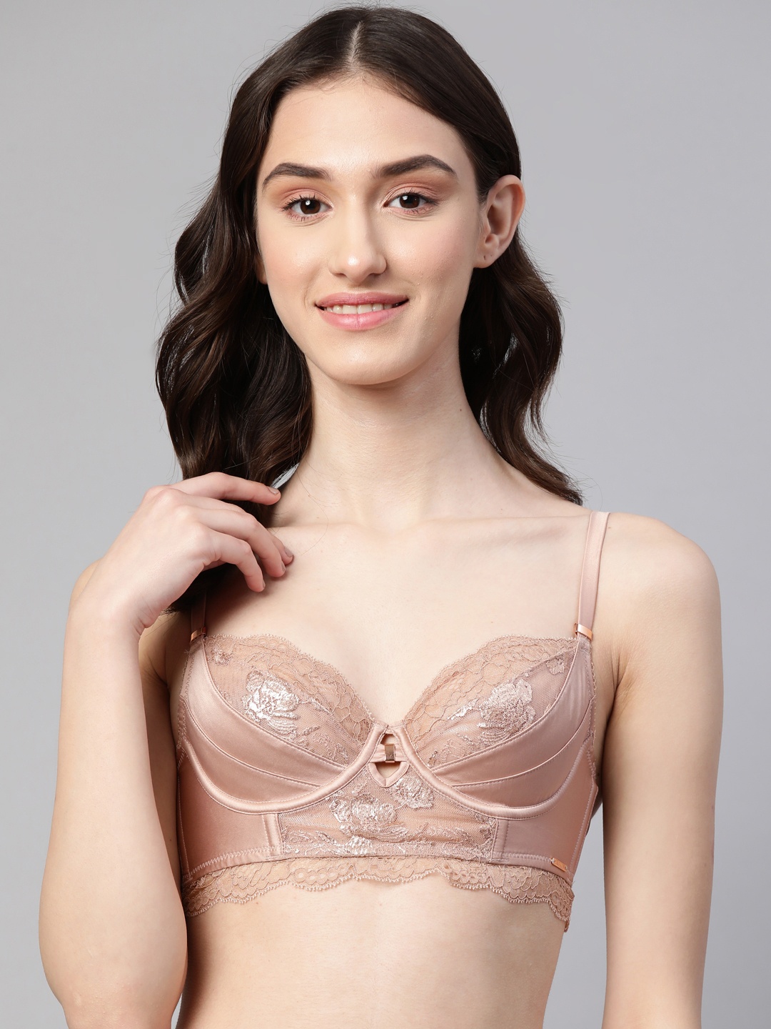 

Marks & Spencer Satin Finish Lace Detail Balconette Bra, Rose