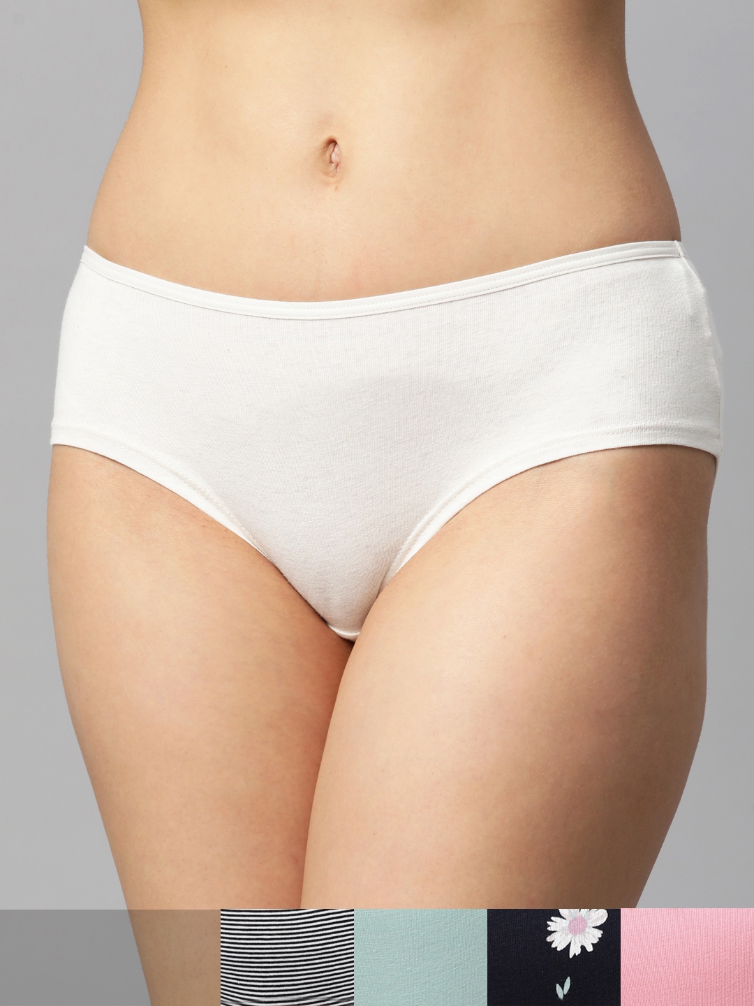 

Marks & Spencer Women Pack Of 5 Low-Rise Hipster Briefs T612114X, Off white