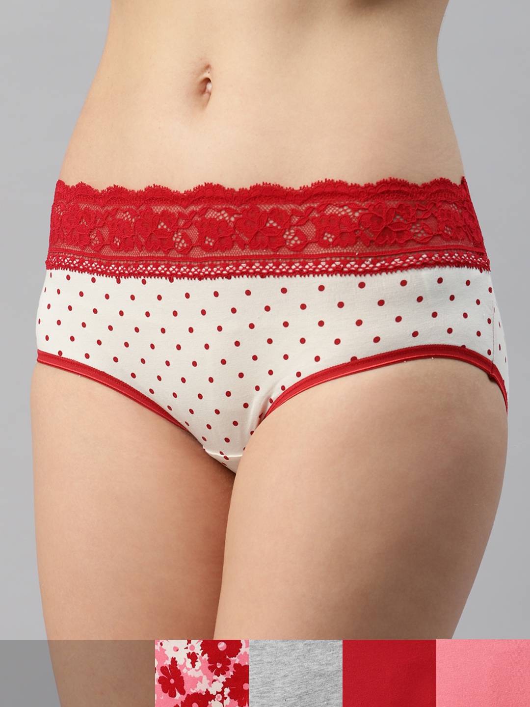 

Marks & Spencer Women Pack of 5 Lace Detail Hipster Briefs T612090X, Red