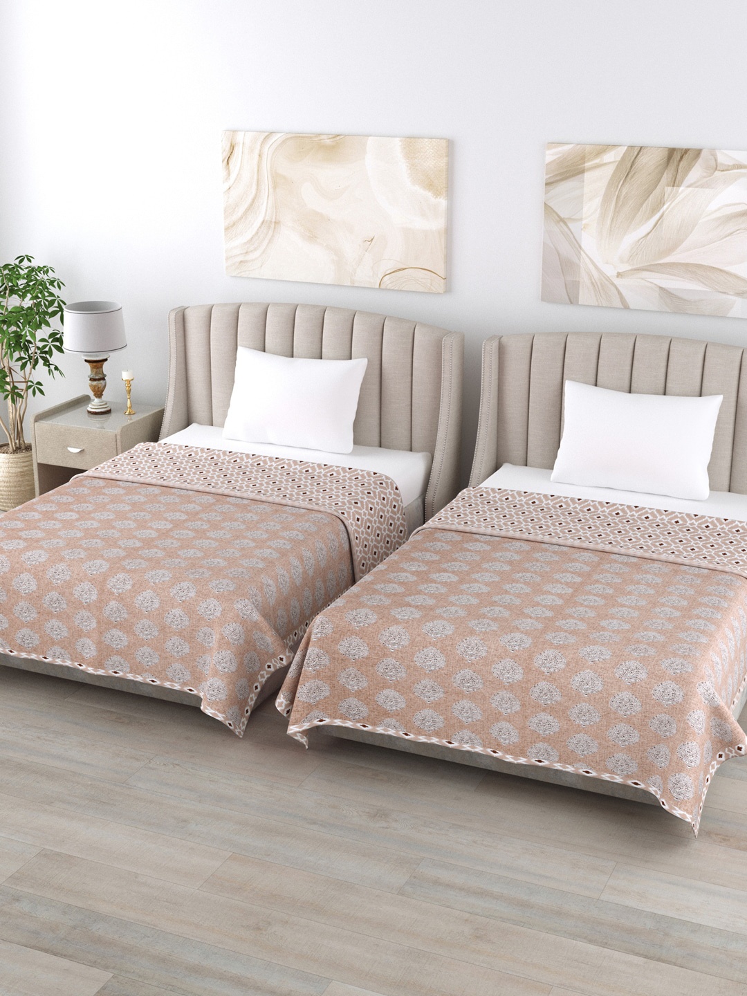 

Home Fresh Purple & White Set of 2 Floral AC Room 350 GSM Single Bed Dohar