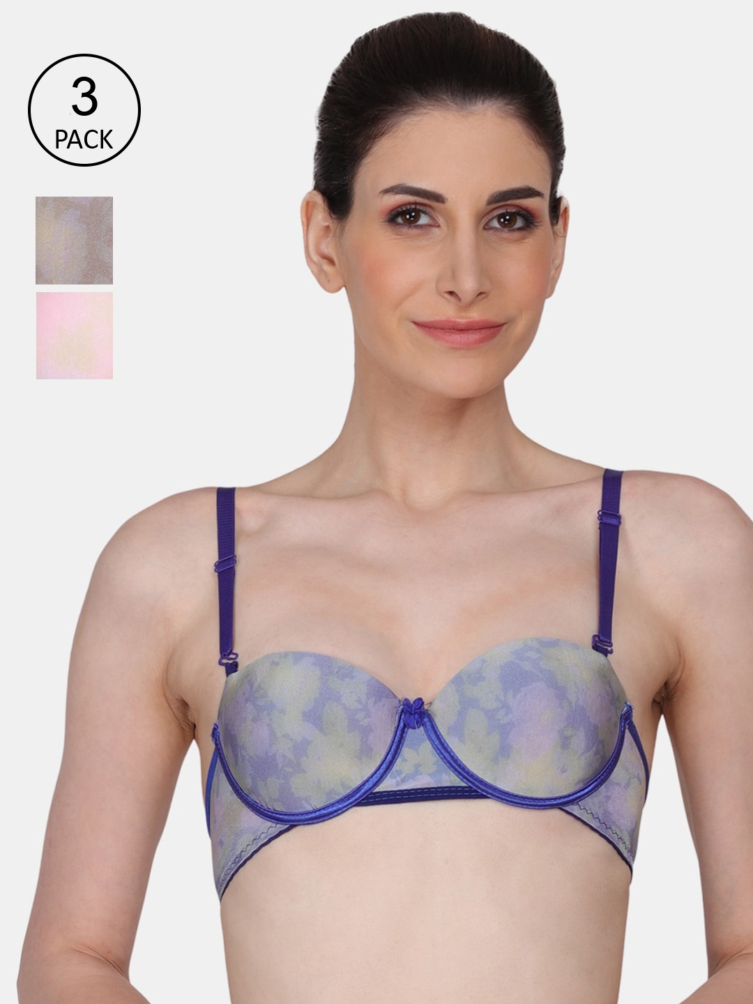 

Amour Secret Blue & Pink Bra Underwired Lightly Padded