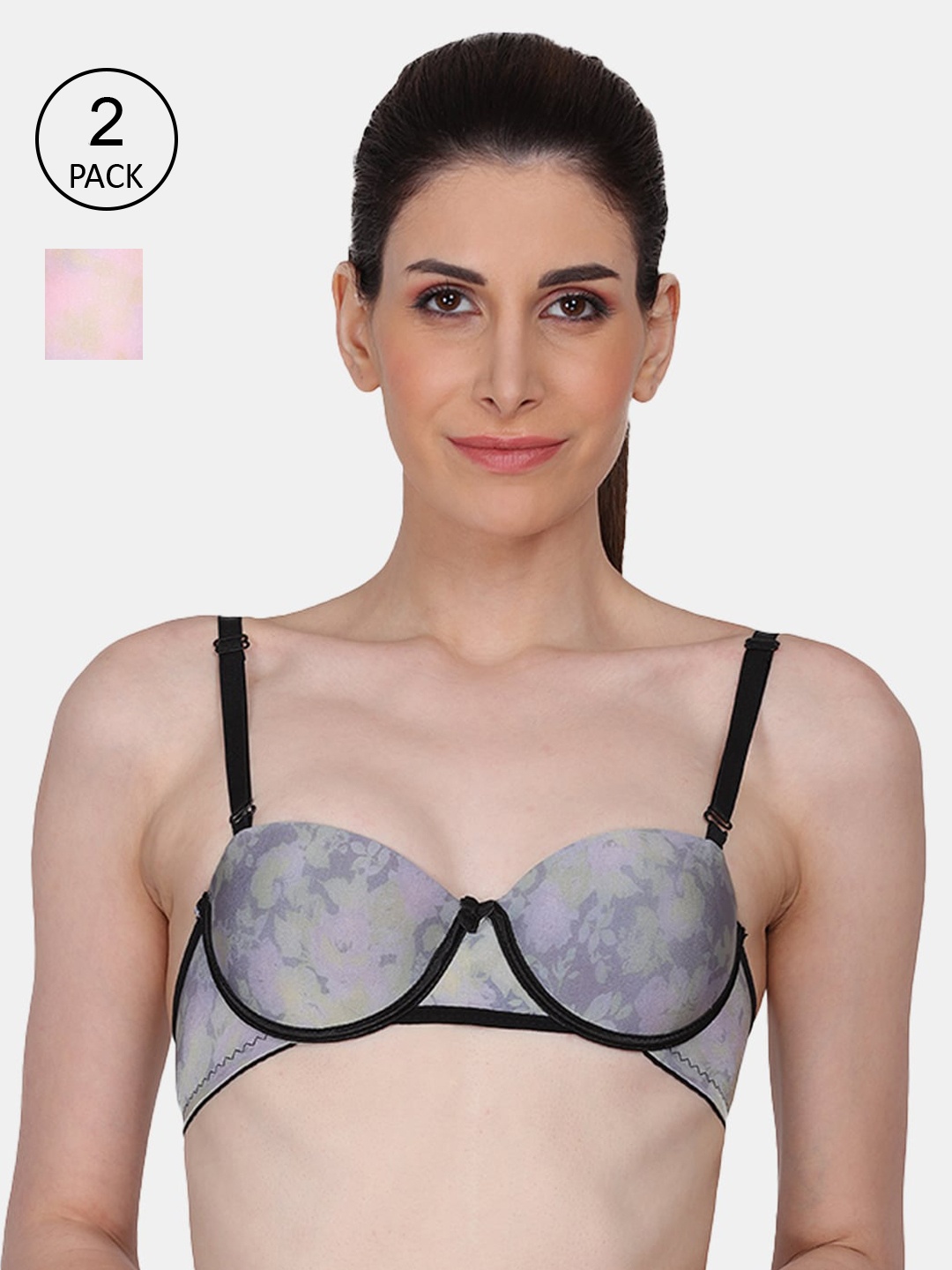 

Amour Secret Grey & Pink Underwired Lightly Padded Pack of 2 Bra