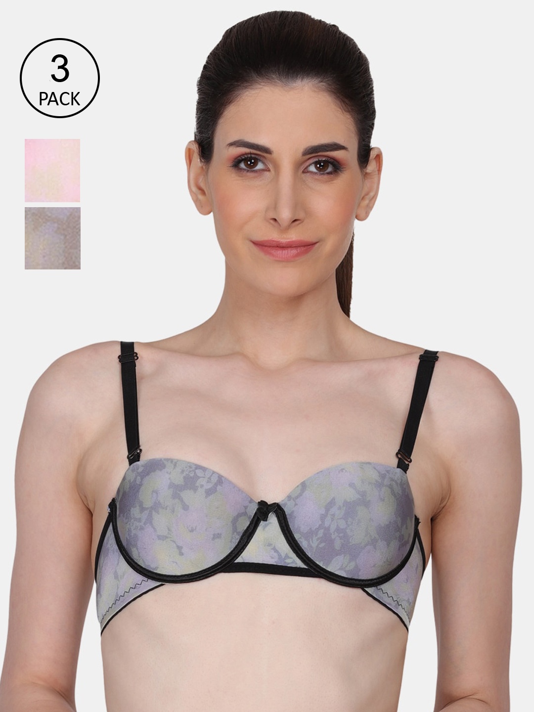 

Amour Secret Pack Of 3 Underwired Lightly Padded Bra, Black