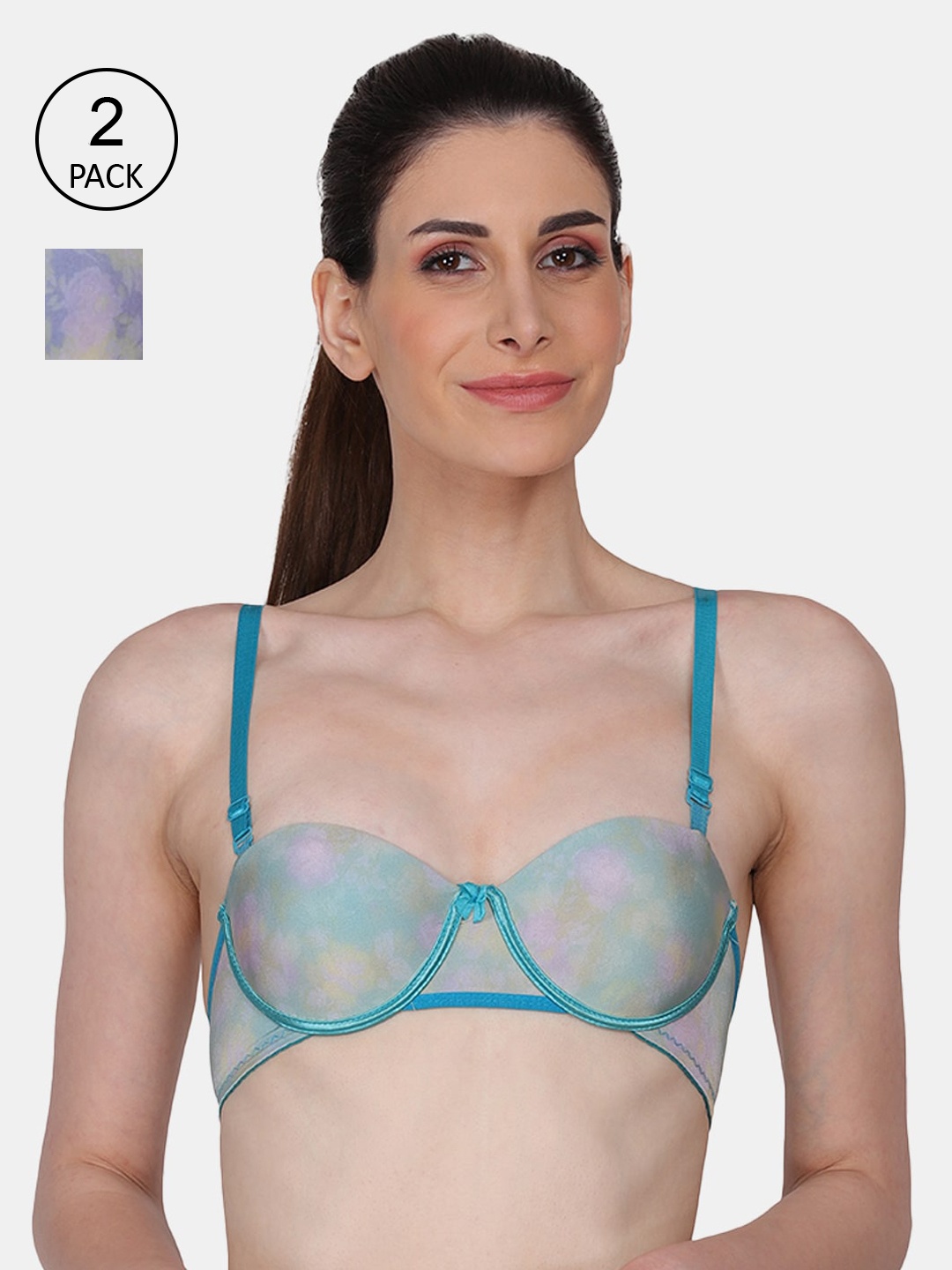 

Amour Secret Blue & Beige Set of 2 Bra Underwired Lightly Padded