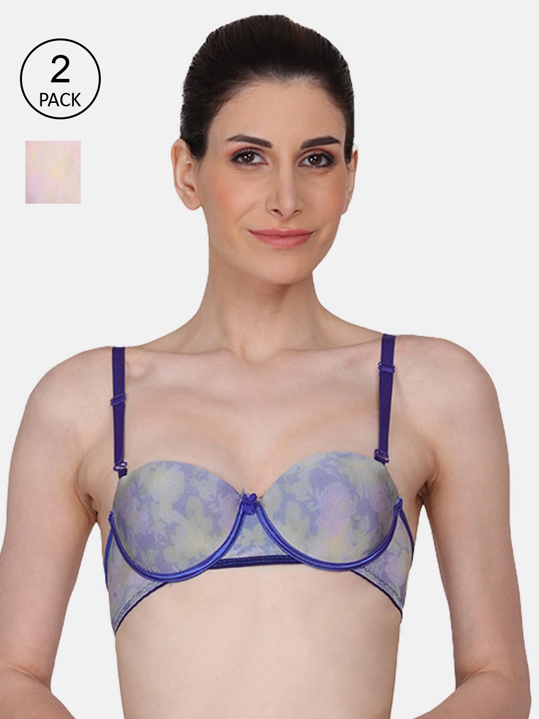 

Amour Secret Women Blue & Pink Pack Of 2 Abstract Bra Underwired Lightly Padded