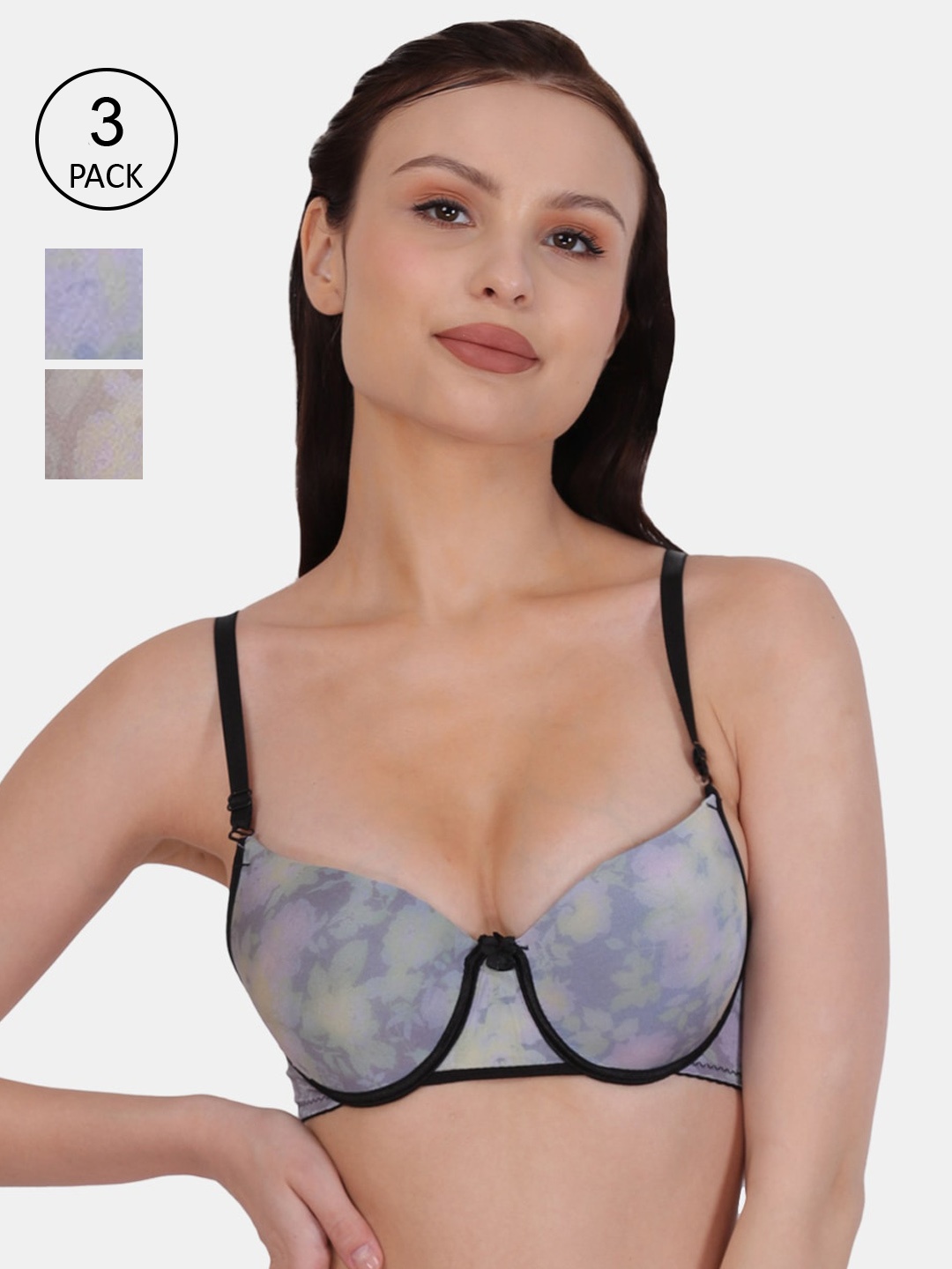 

Amour Secret Women Black & Blue Set Of 3 2 Underwired Lightly Padded Bra