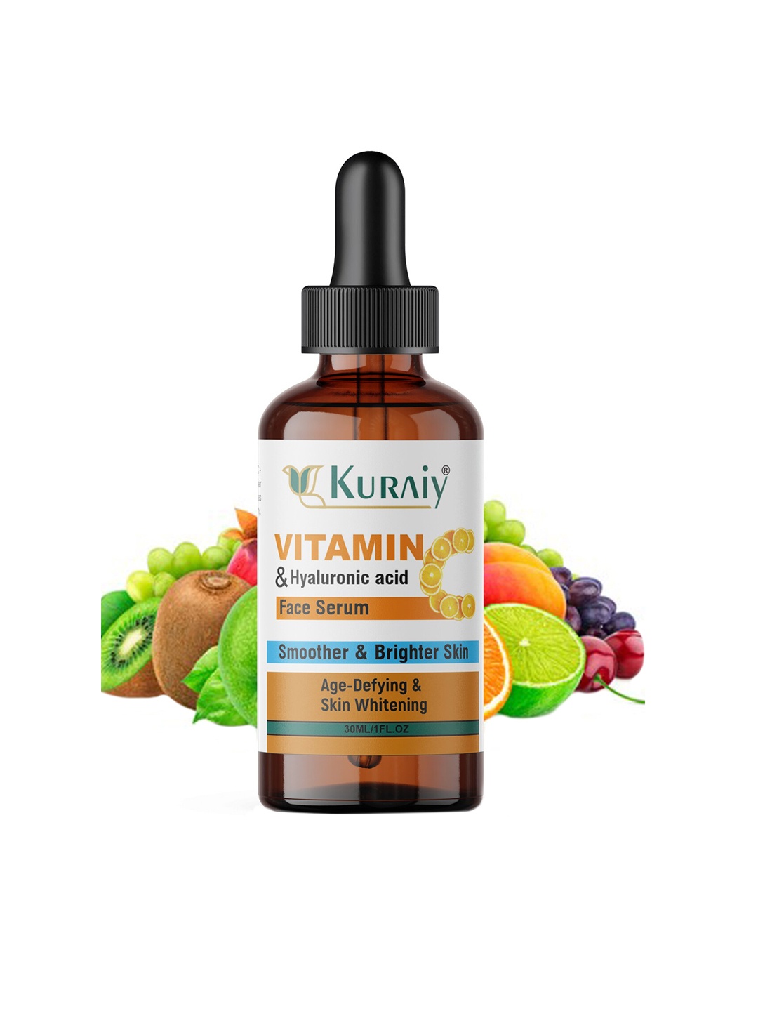 

KURAIY Age Defying & Skin Whitening Vitamin C Face Serum with Hyaluronic Acid - 30 ml, Brown