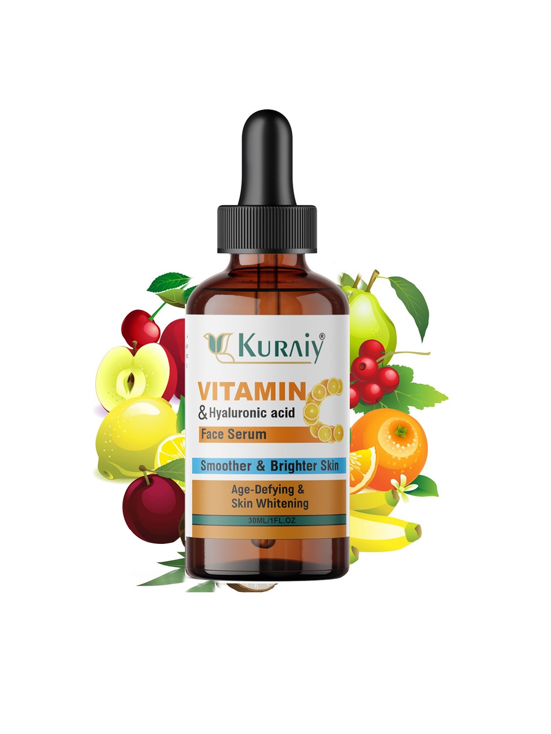 

KURAIY Age Defying & Skin Whitening Vitamin C Face Serum with Hyaluronic Acid - 30 ml, Brown