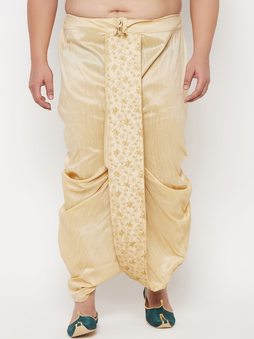 

VASTRAMAY Men Gold-Coloured Embroidered Dhoti Pants