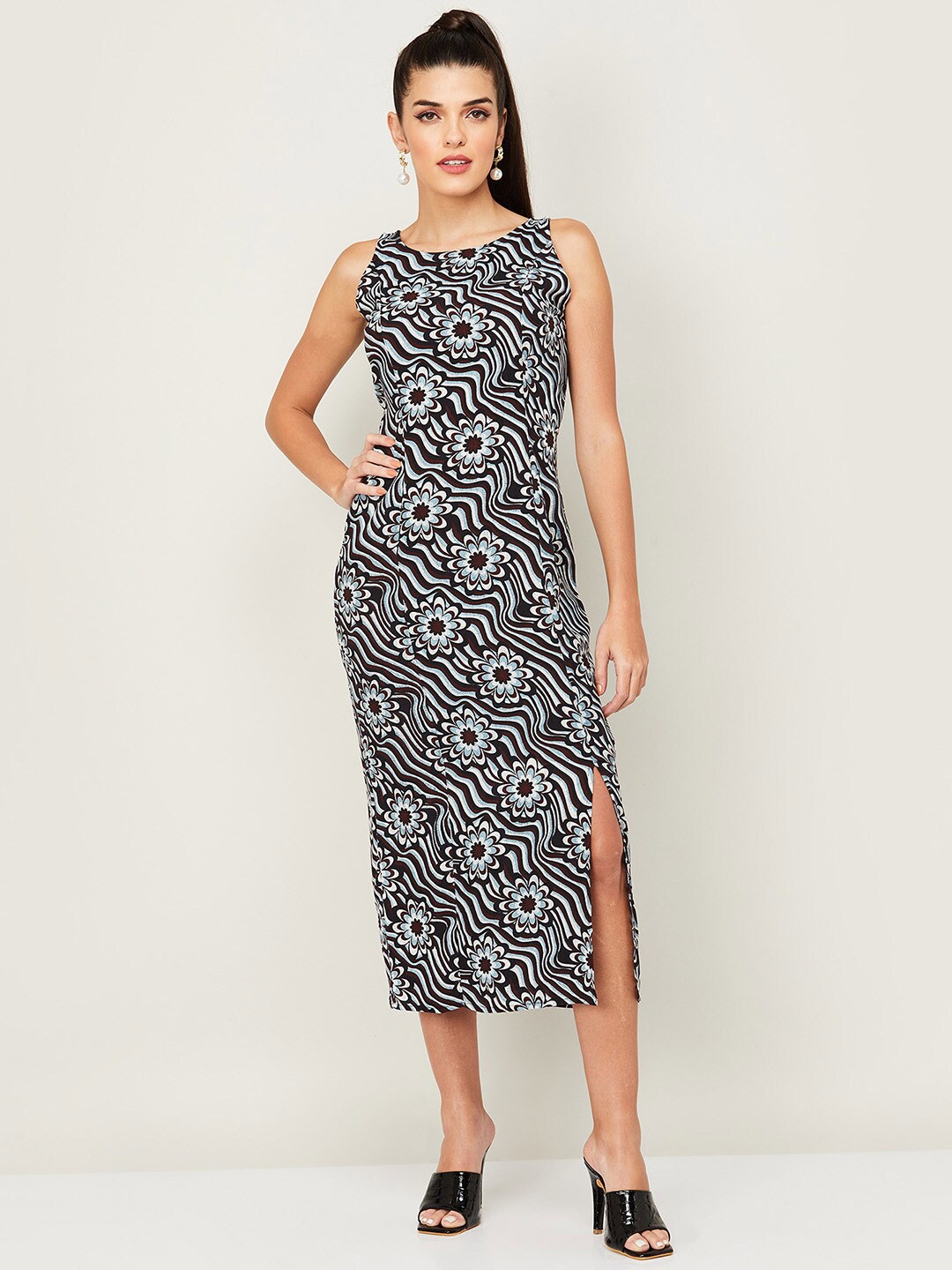 

CODE by Lifestyle Brown Floral Sheath Midi Dress