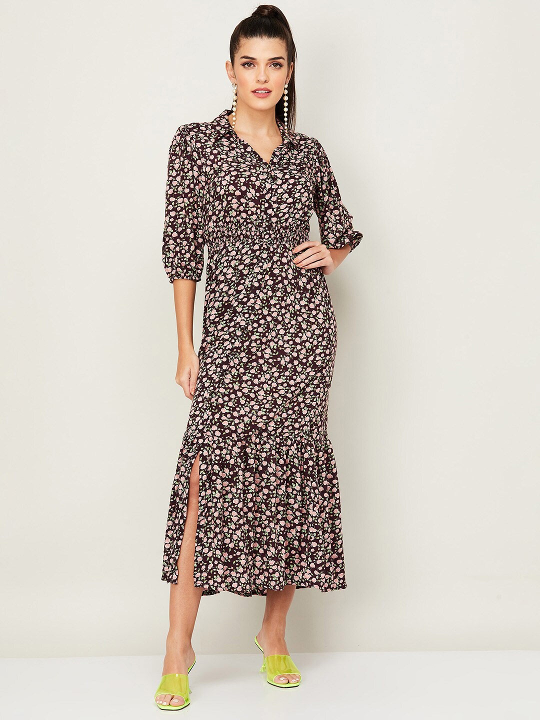 

CODE by Lifestyle Brown Floral Midi Dress
