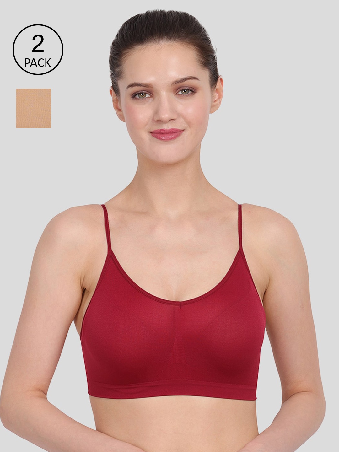 

Amour Secret Nude-Coloured & Maroon Pack Of 2 Bras