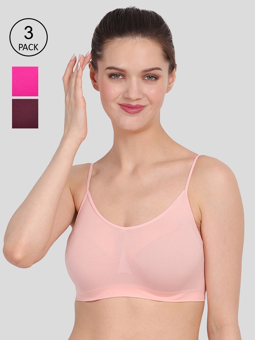 

Amour Secret Peach-Coloured & Pink Pack Of 3 Everyday Bra