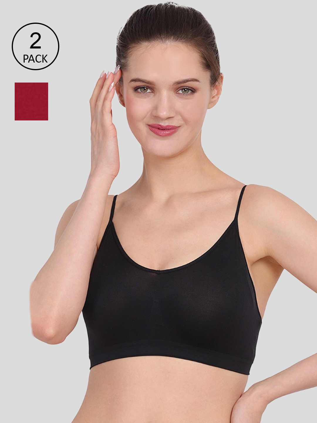 

Amour Secret Pack Of 2 Black & Maroon Non-Padded & Non-Wired Seamless Bra-S4016
