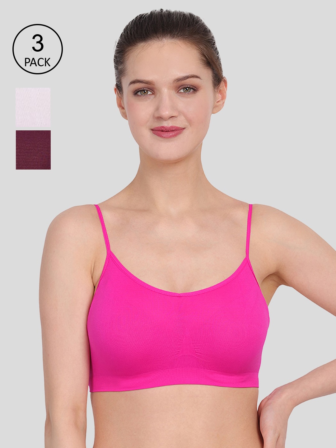 

Amour Secret Pack of 3 Non Padded Everyday Bra S4016_Pnk_Prl_Wht, Purple