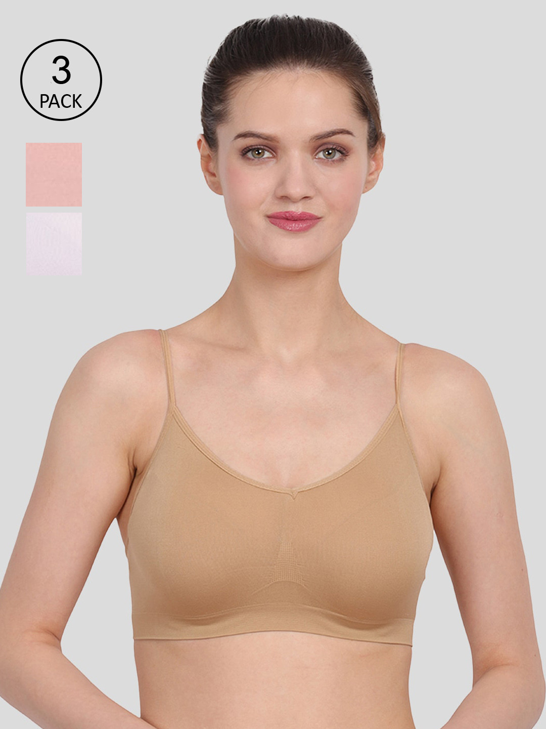 

Amour Secret Pink White & Beige Pack Of 3 Non Padded Seamless Air Bra