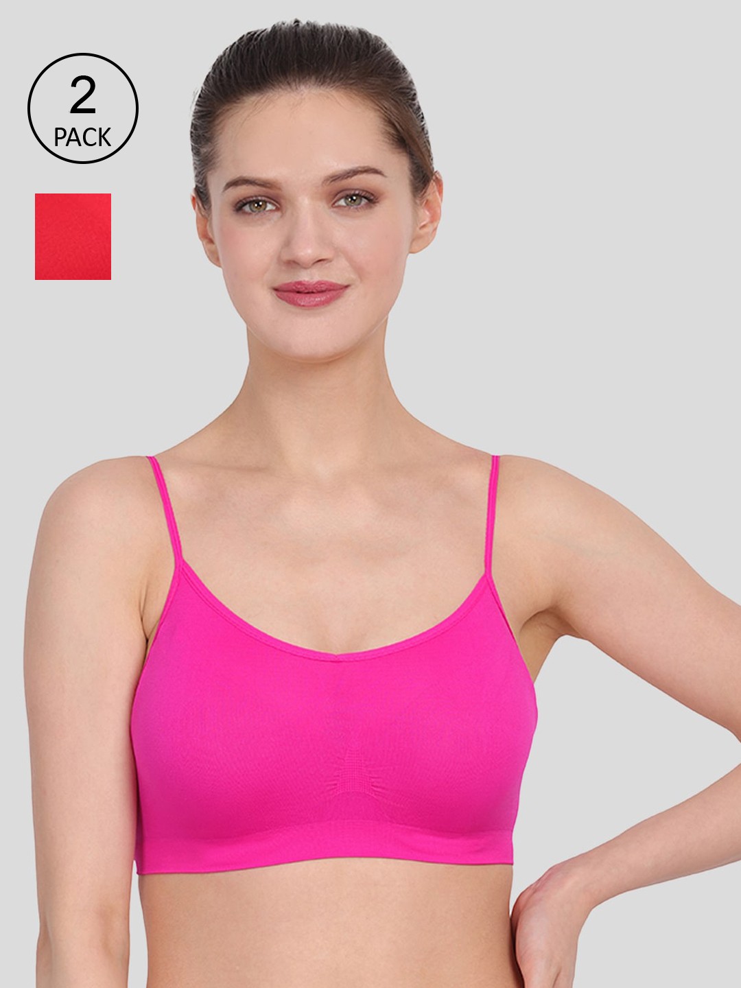

Amour Secret Fuchsia & Red Pack Of 2 Non Padded Seamless Air Bra
