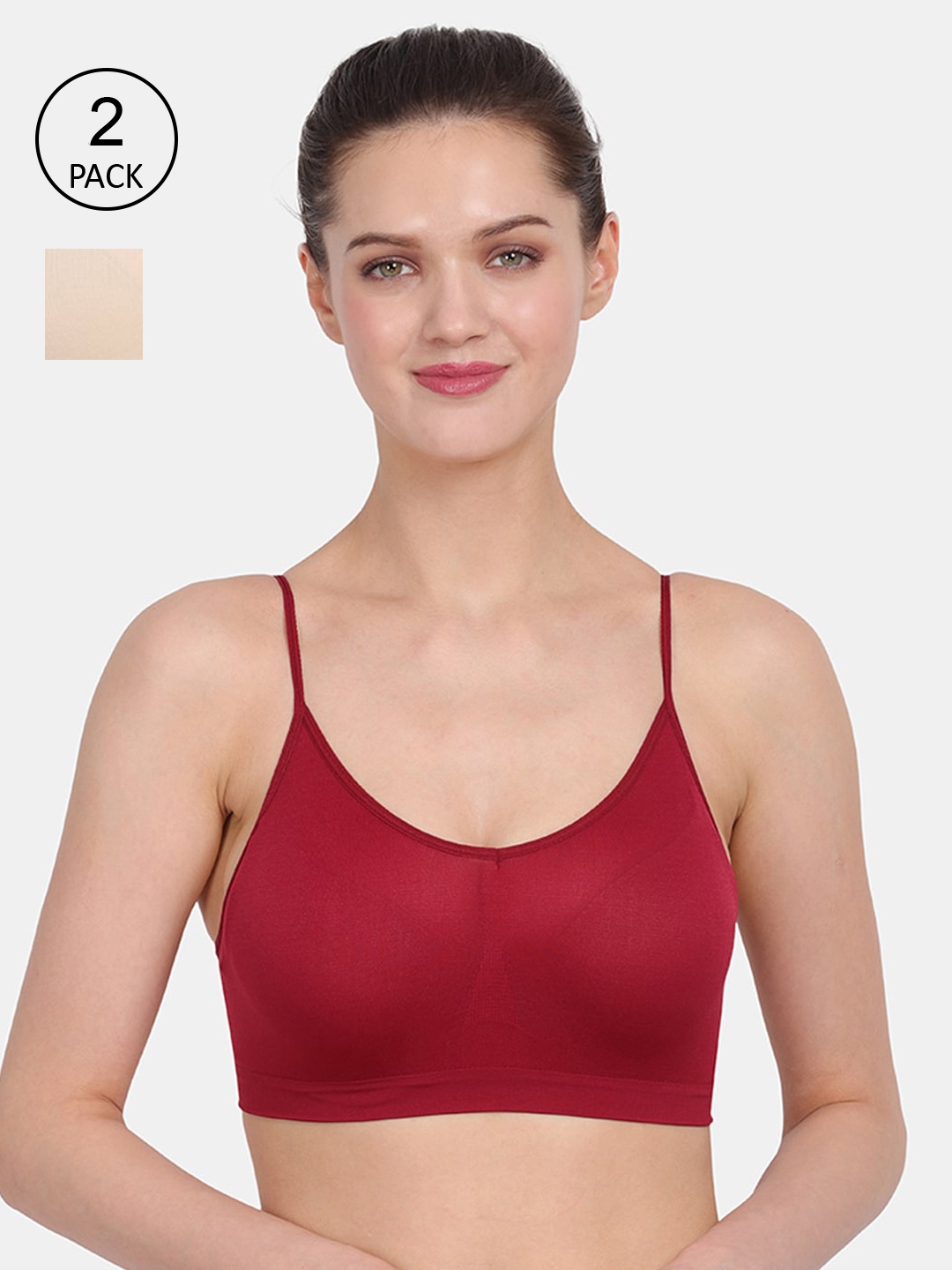 

Amour Secret Women Nude-Coloured & Maroon Pack Of 2 Non Padded Bra