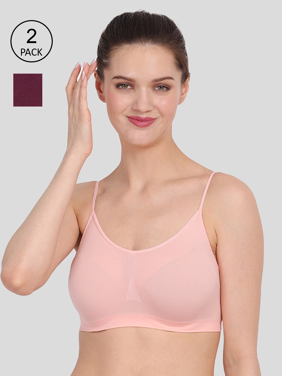 

Amour Secret Pack Of 2 Peach-Coloured & Purple Bra S4016_Pch_Prl-Peach-Purple