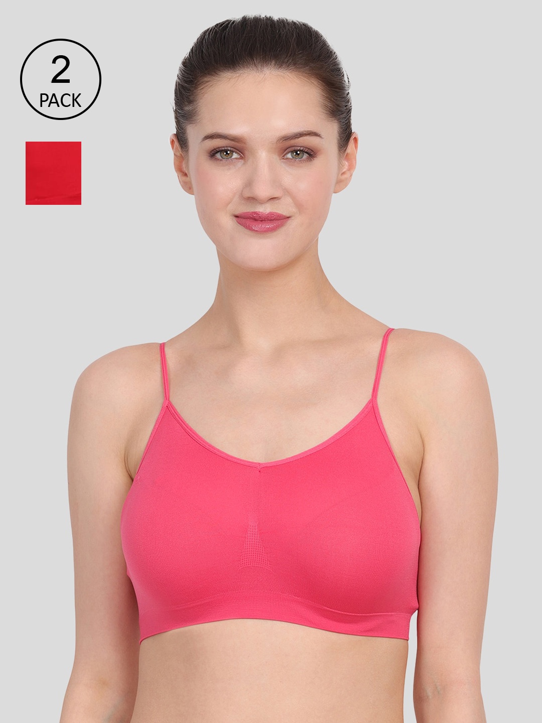 

Amour Secret Pack Of 2 Red & Coral Bra S4016_Crl_Red-Coral-Red