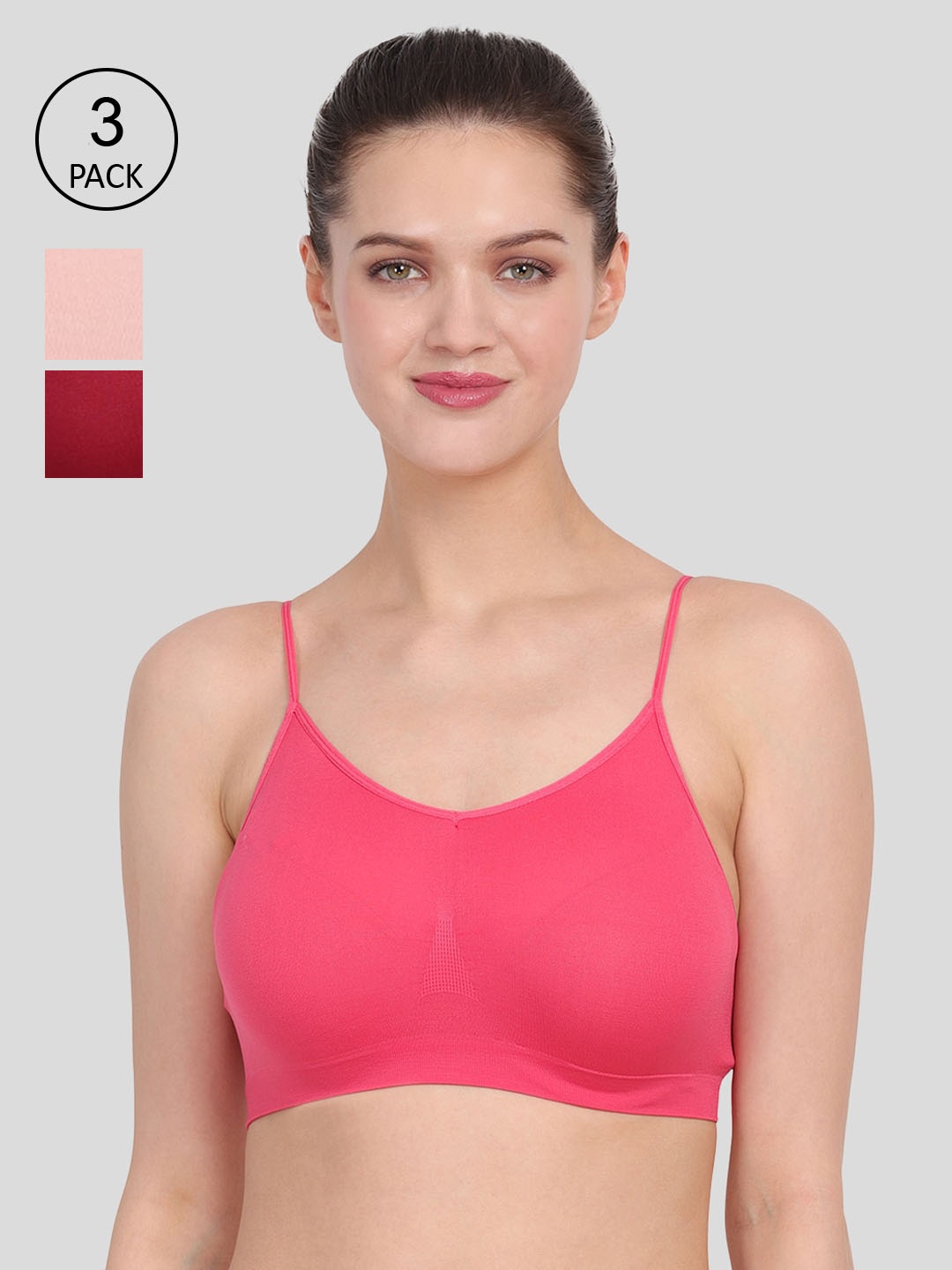 

Amour Secret Pack Of 3 Coral & Maroon Bra S4016_Crl_Mrn_Pch-Coral-Maroon-Peach