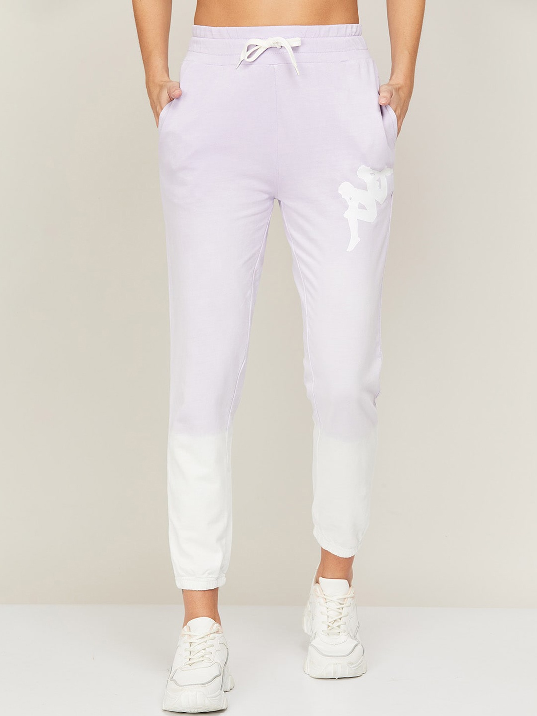 

Kappa Women Purple & White Colourblocked Cotton Joggers