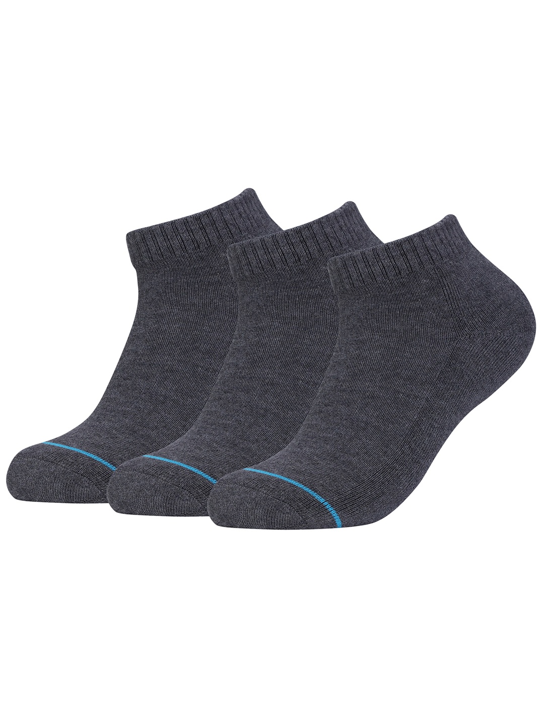 

FABdon Men Pack Of 3 Patterned Ankle-Length Socks, Grey melange