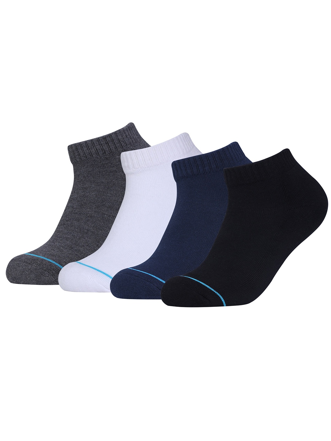 FABdon Men Pack Of 4 Solid Ankle Length Cotton Socks, Black